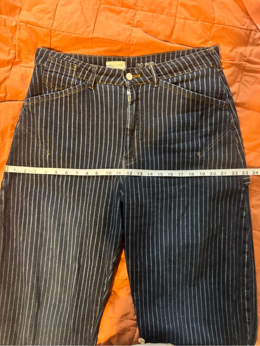 Pilcro Navy Pinstripe Cropped Jeans - Picture 8 of 9